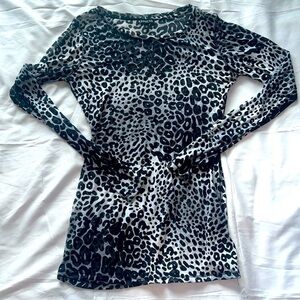 Express Long Sleeve Black and White Leopard Print Size Small